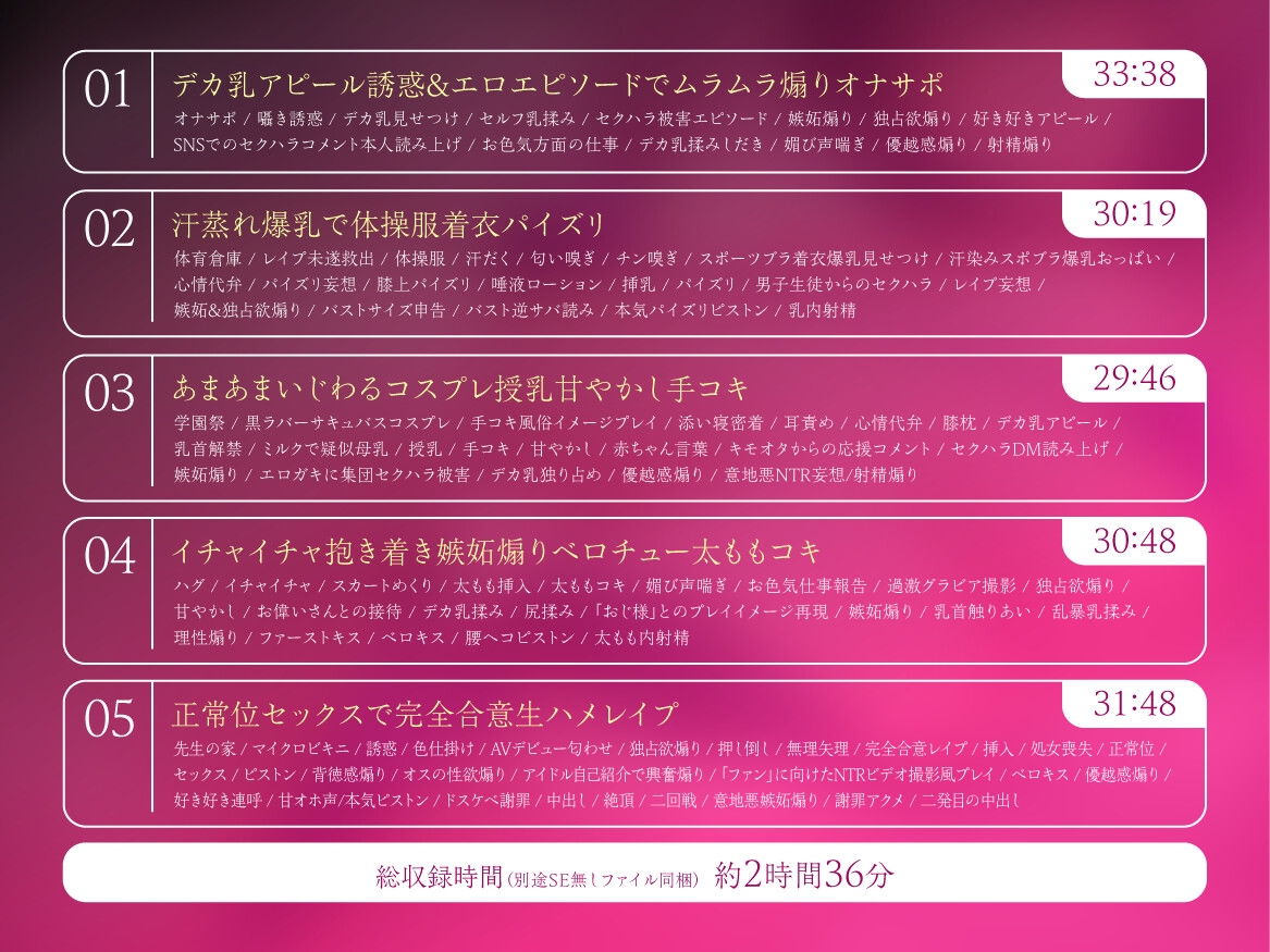 内気な低身長ムチムチJカップ爆乳教え子JKアイドルのあざとぉい媚び媚び甘とろボイスチンイラ淫語誘惑…♡セクハラ匂わせ♡嫉妬&優越感煽り♡