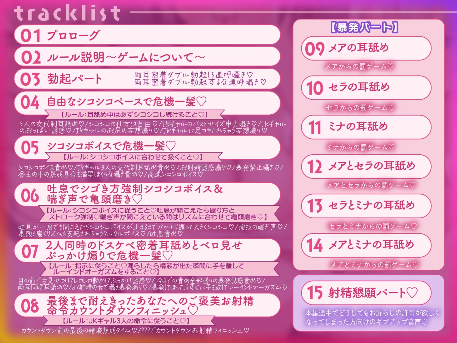 クソ雑魚マゾチンポ危機一髪♡~くっそ性格の悪いJKギャル3人組のおちんぽぶっ壊し耳舐め射精禁止ゲーム~