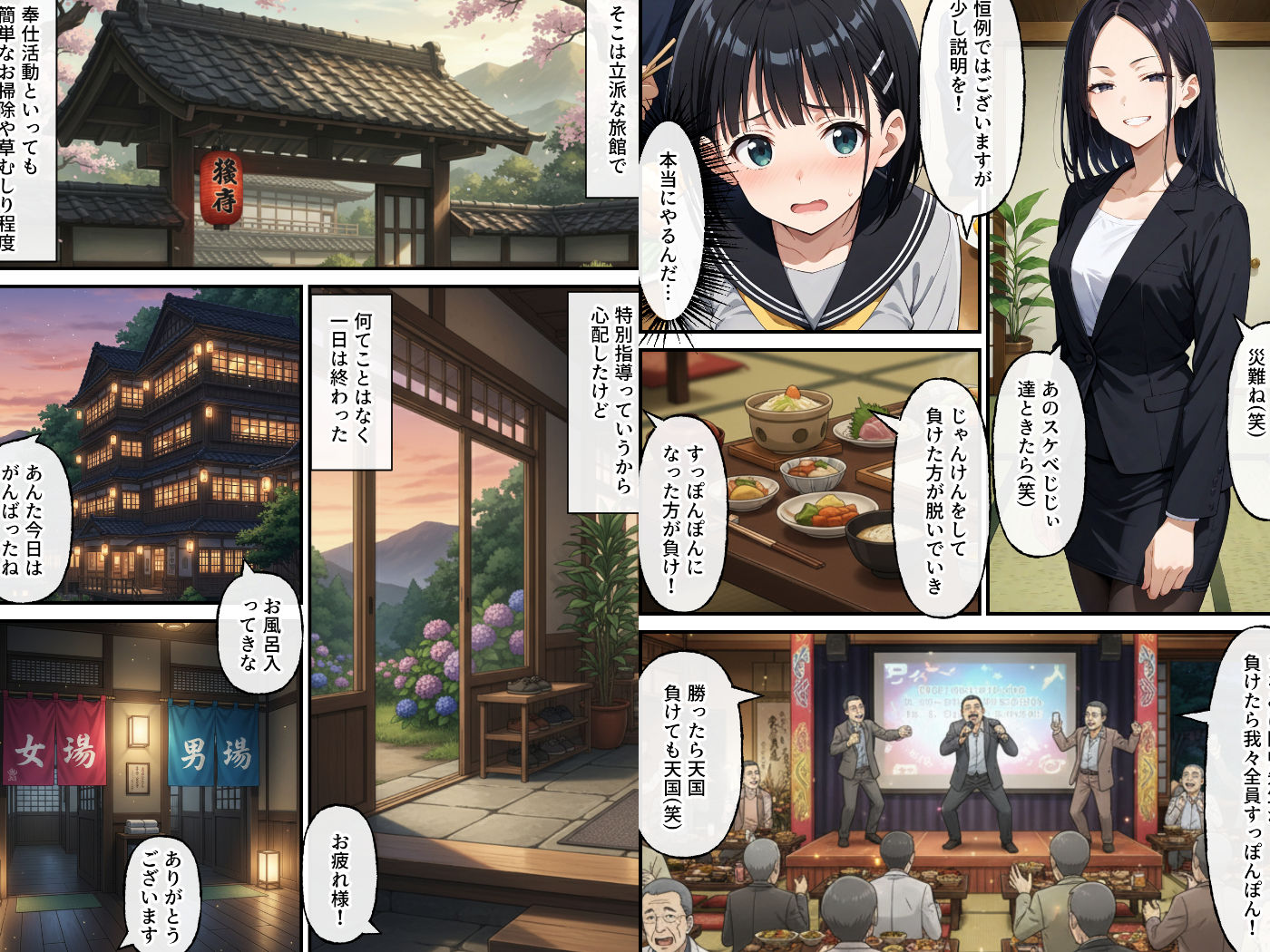 ヤリチン教師の餌食になる発情期ヒロインズ4〜下衆おじ達の宴会に同行させられる〇葉〜