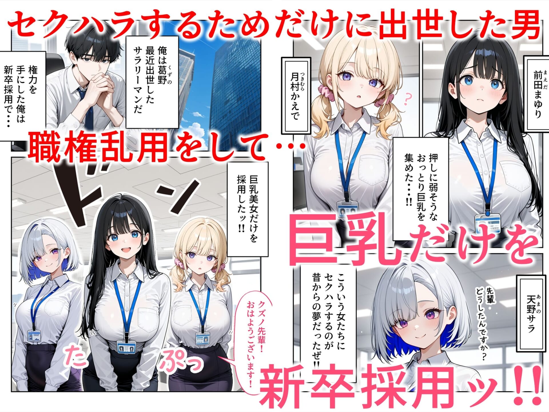 昼休みに抜いてくれる新卒OLちゃん!巨乳だけ採用してセクハラ祭り!